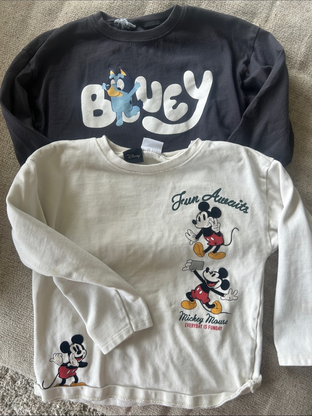 Zara Black & Cream Disney Mickey Graphic Long Sleeve Tops